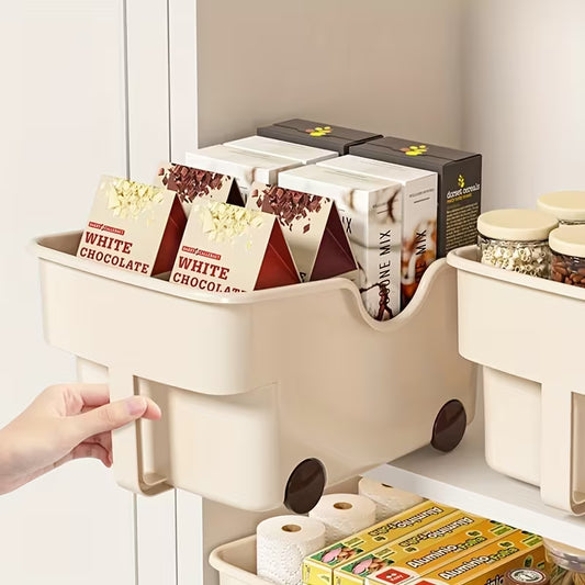 3-Pack Classic Plastic Storage Bins - Rolling Carts with Handles