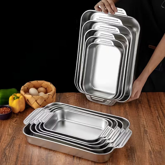 3pcs Set of Stainless Steel Baking Pans with Handles